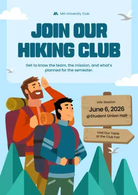 Blue and Green Illustrated University Club Recruitment Poster