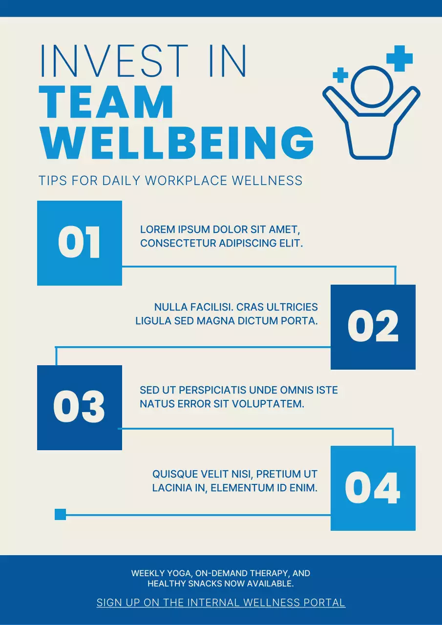 Blue and Beige Workplace Wellbeing Program Promotion Poster