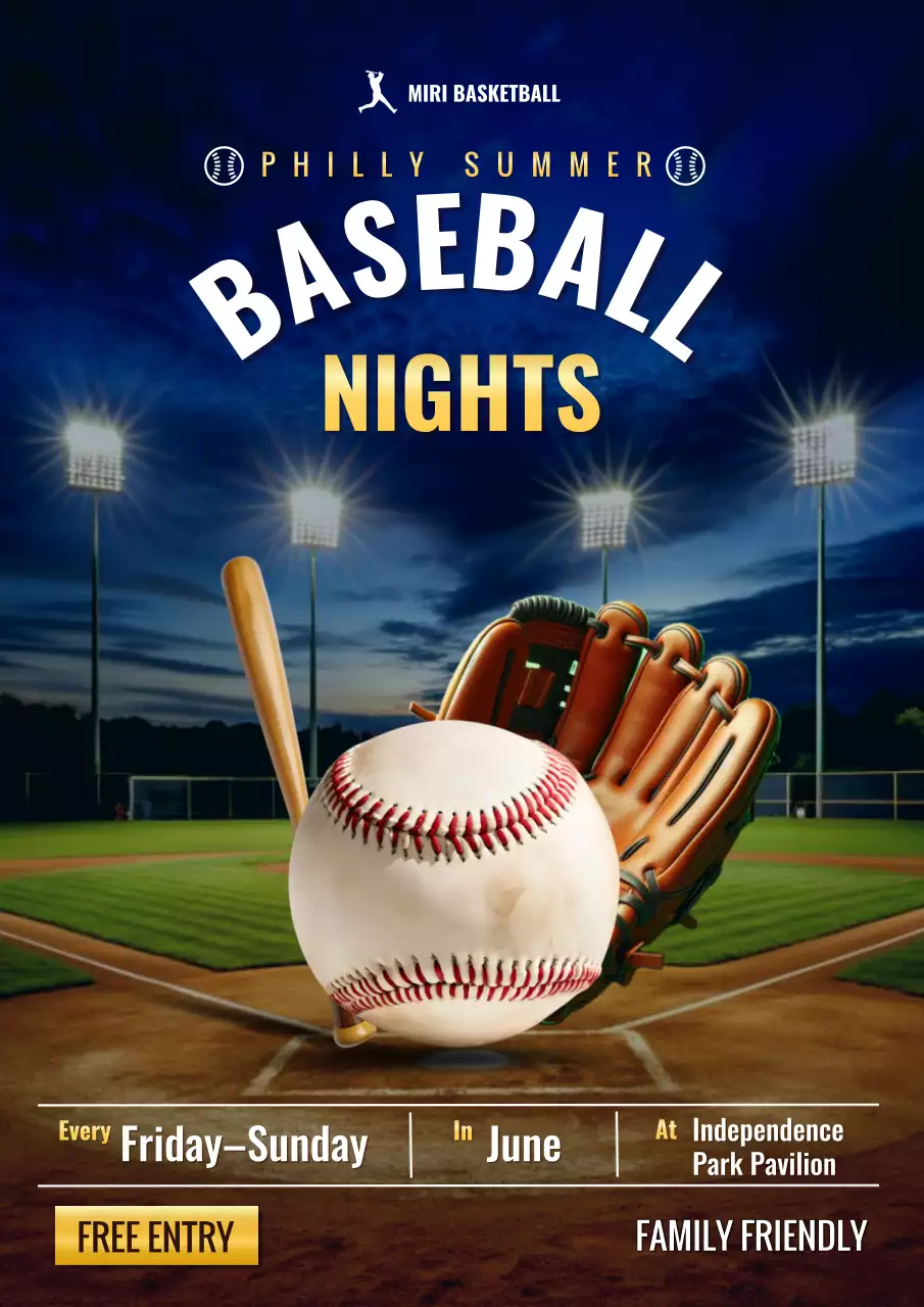 Blue Modern Baseball Game Event Poster