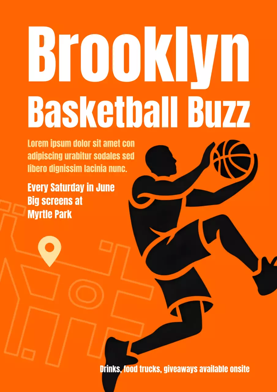 Orange Retro Basketball Game Announcement Poster