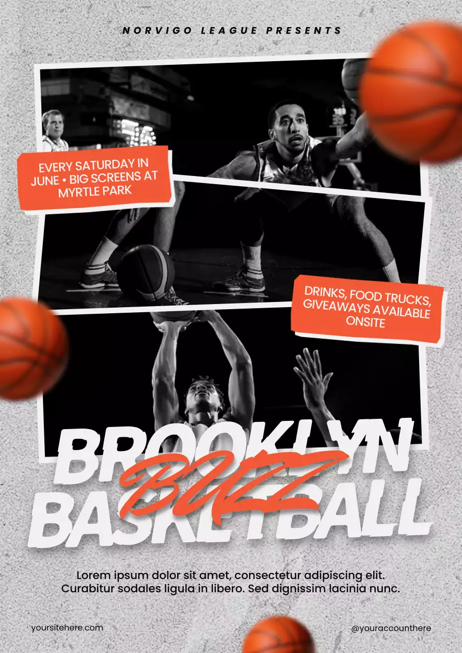 Orange Urban Basketball Game Promotion Poster