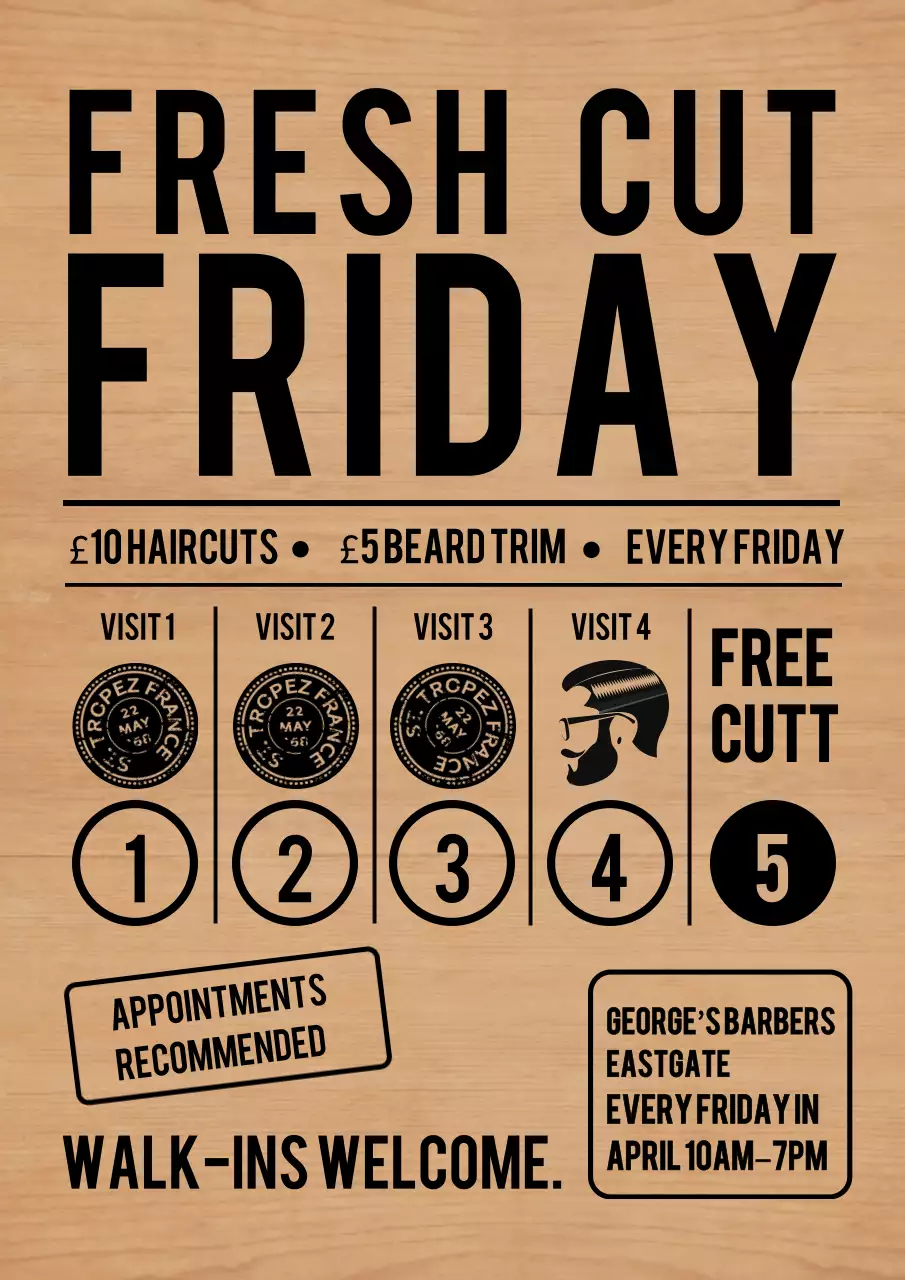 Brown Wood Retro Barber Promotion Poster