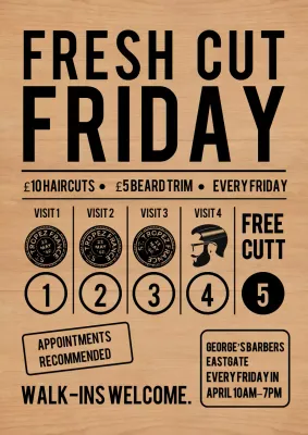 Brown Wood Retro Barber Promotion Poster