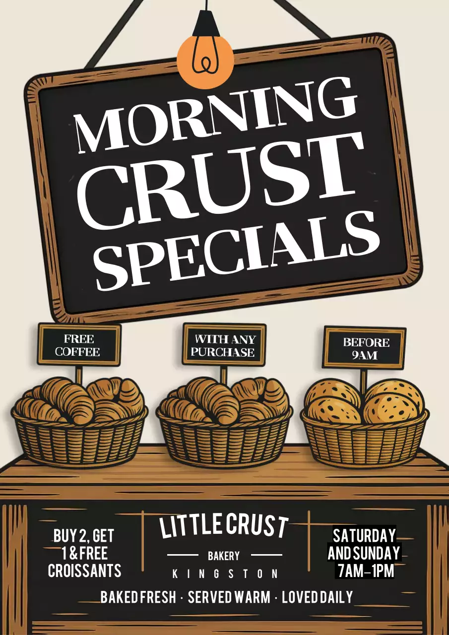 Beige Rustic Bakery Promotion Poster