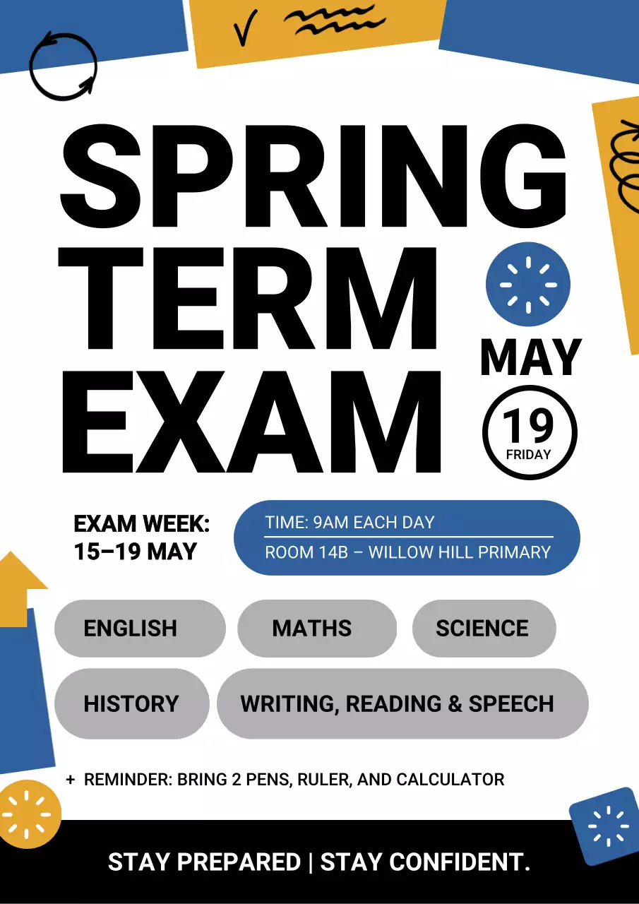 Blue Modern Exam Announcement Poster