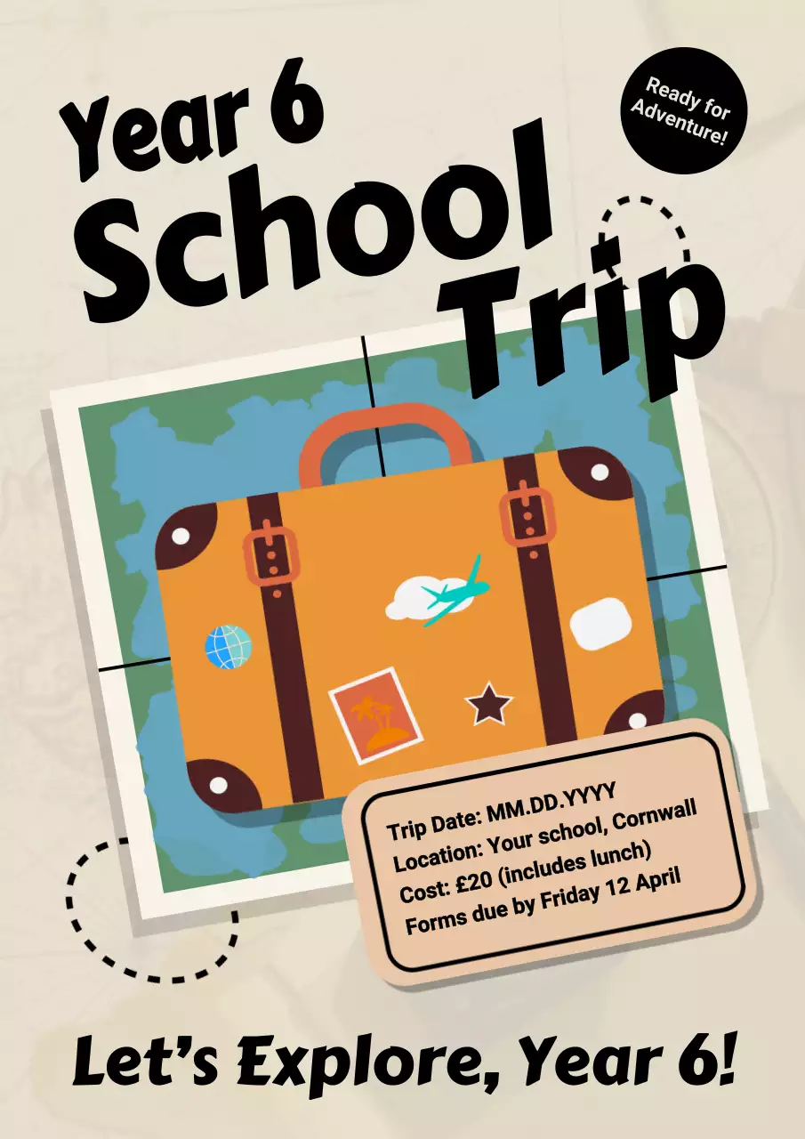 Beige Retro School Event Announcement Poster