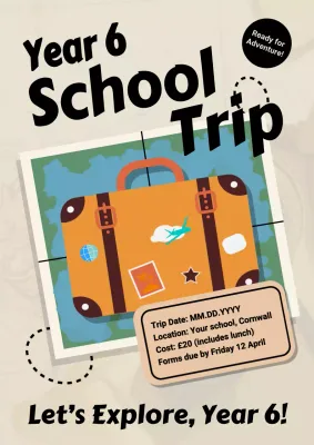 Beige Retro School Event Announcement Poster