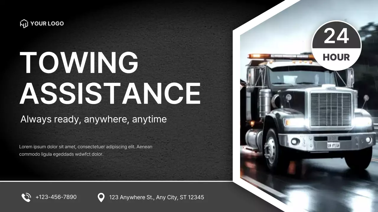 Black Modern Towing Assistance Presentation