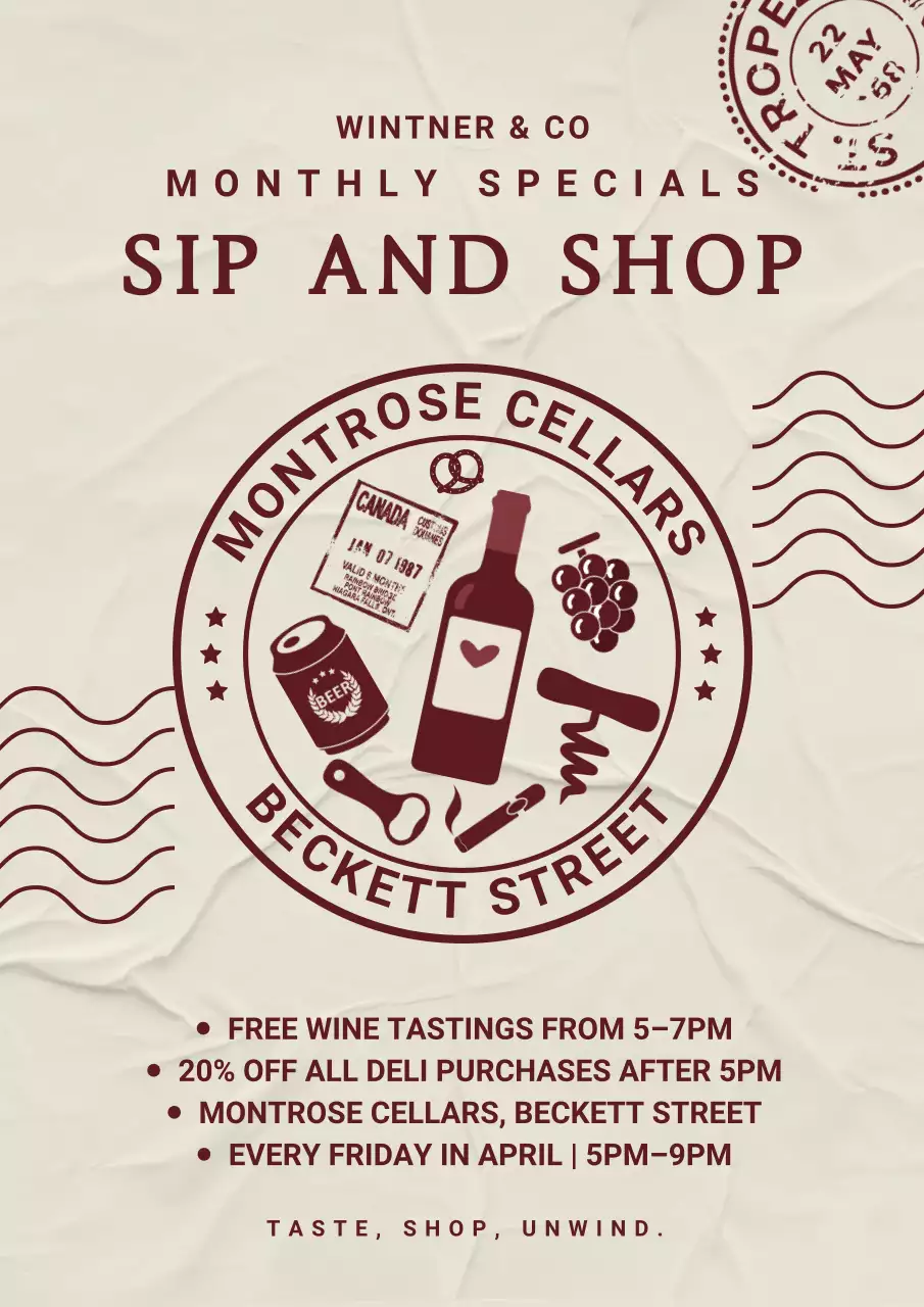 Beige Vintage Wine Promotion Poster