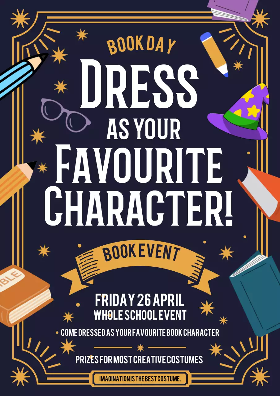 Navy Retro Book Event Announcement Poster