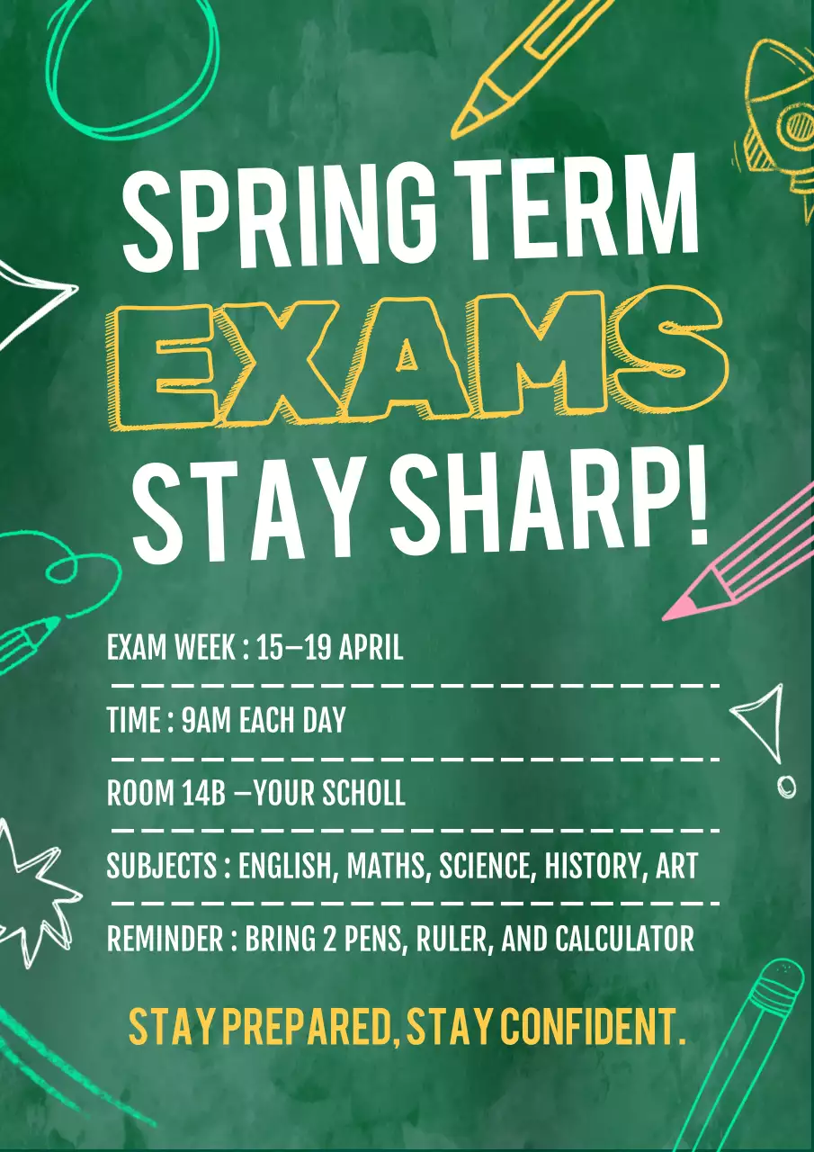 Green Classic Exam Announcement Poster