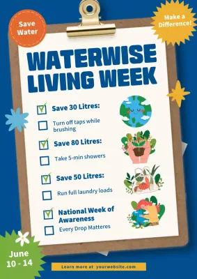 Blue Modern Water Conservation Announcement Poster