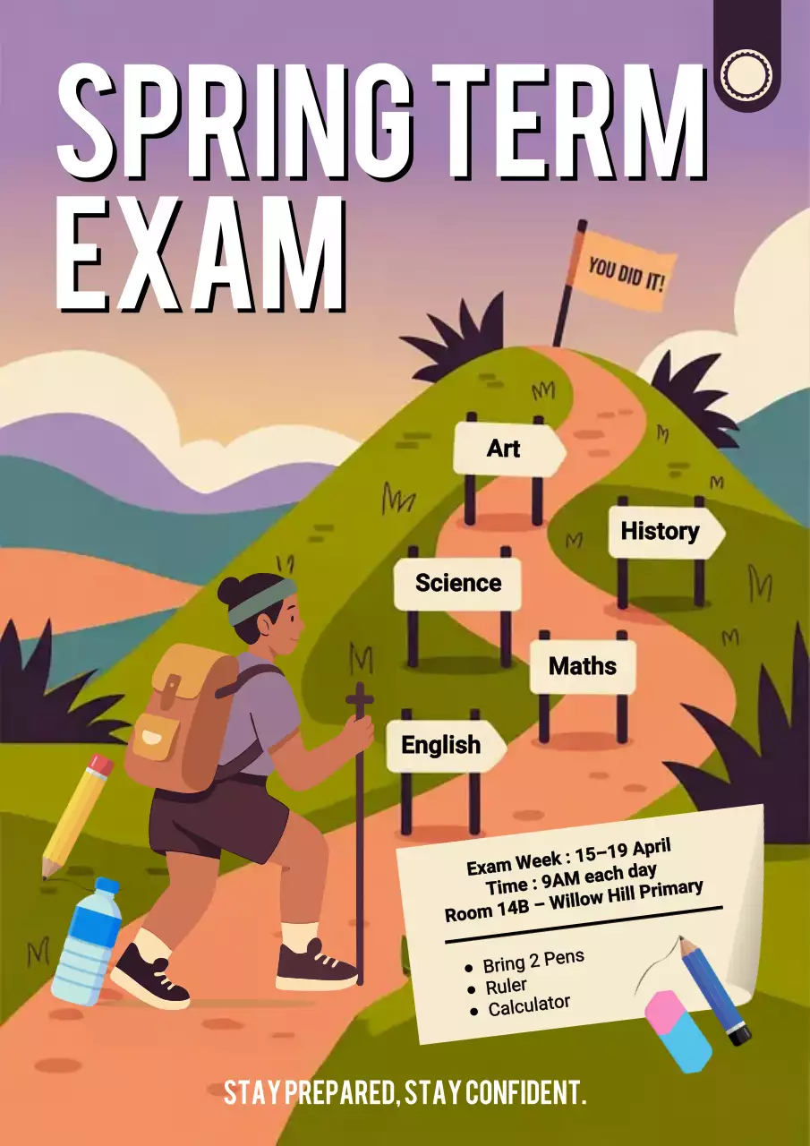 Purple Modern Exam Announcement Poster