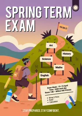 Purple Modern Exam Announcement Poster