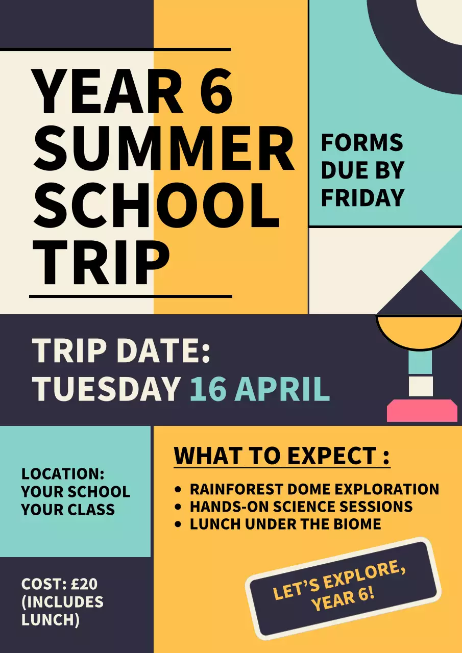 Teal Modern School Announcement Poster