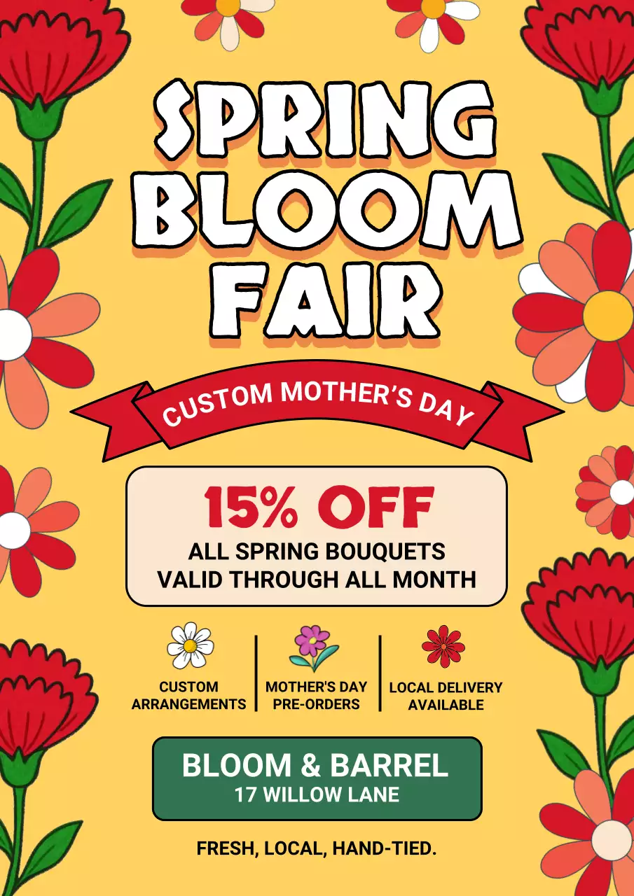 Yellow Floral Spring Fair Event Promotion Poster