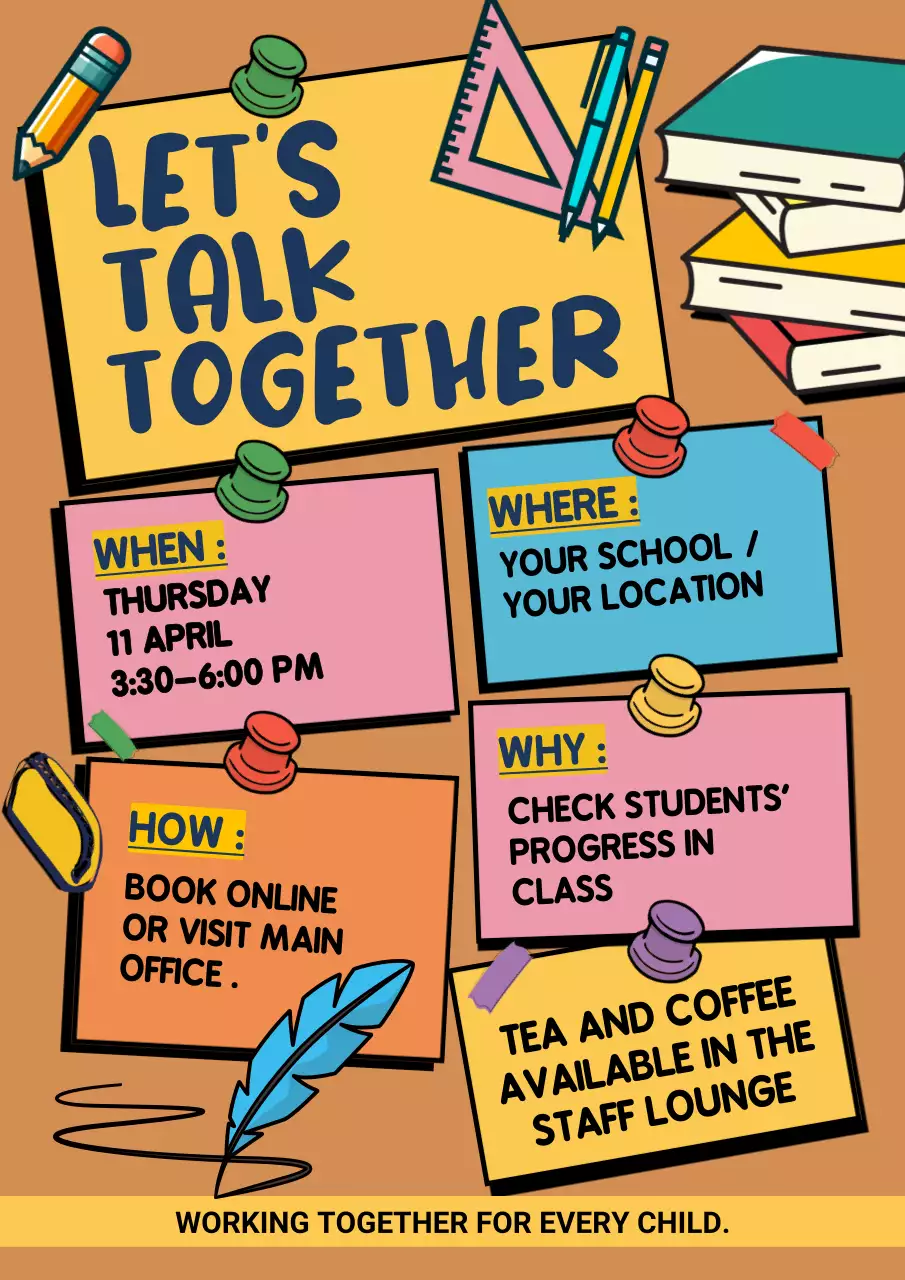 Yellow Retro School Event Announcement Poster