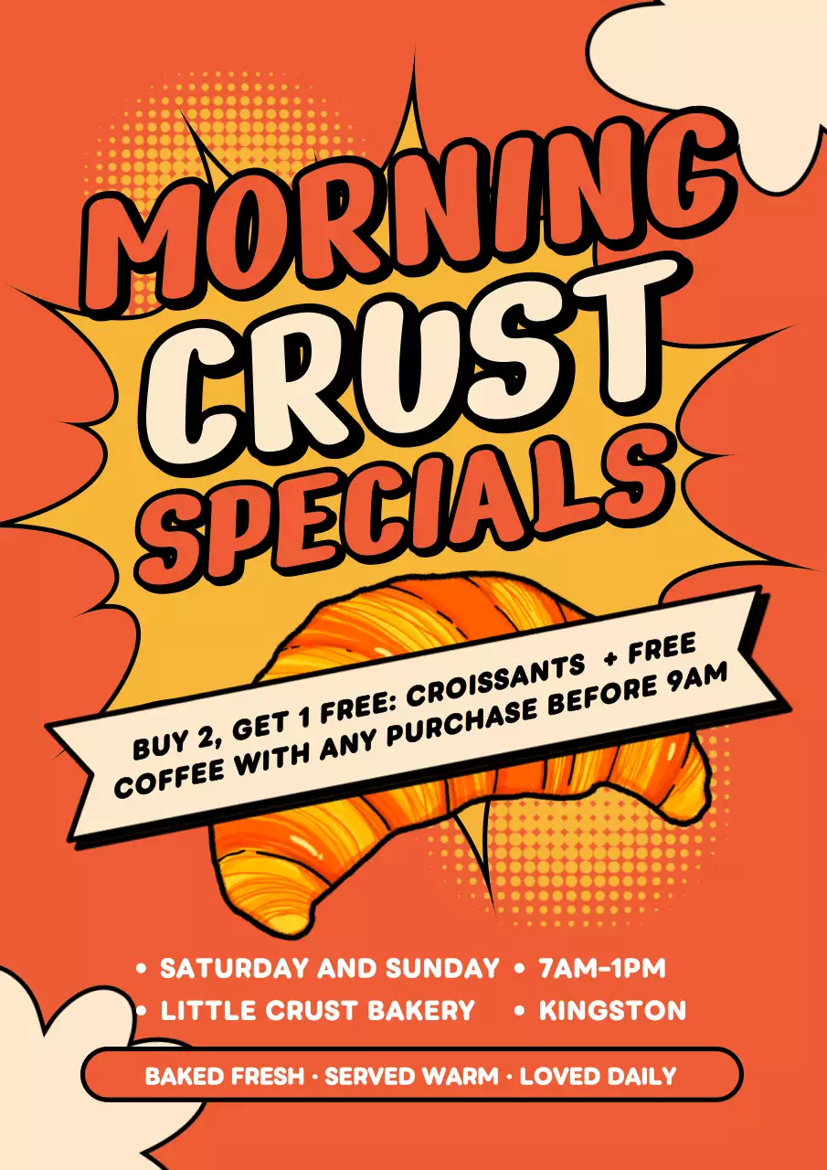 Orange Comic Retro Bakery Promotion Poster