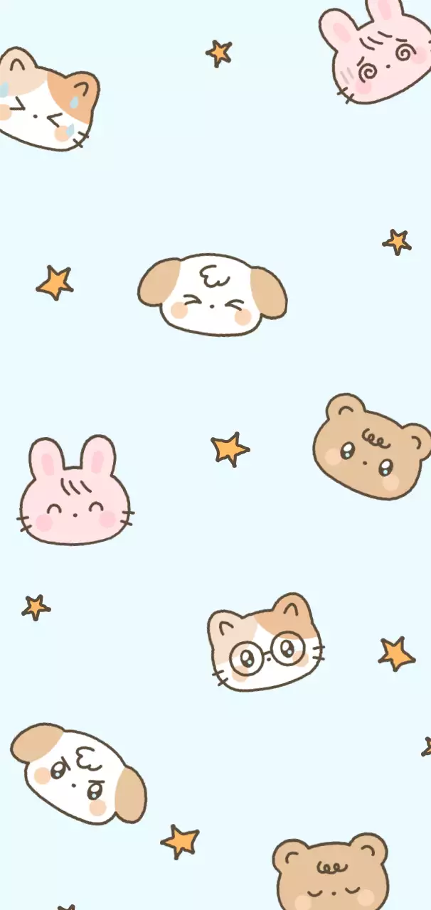 水色 かわいい 動物 シール