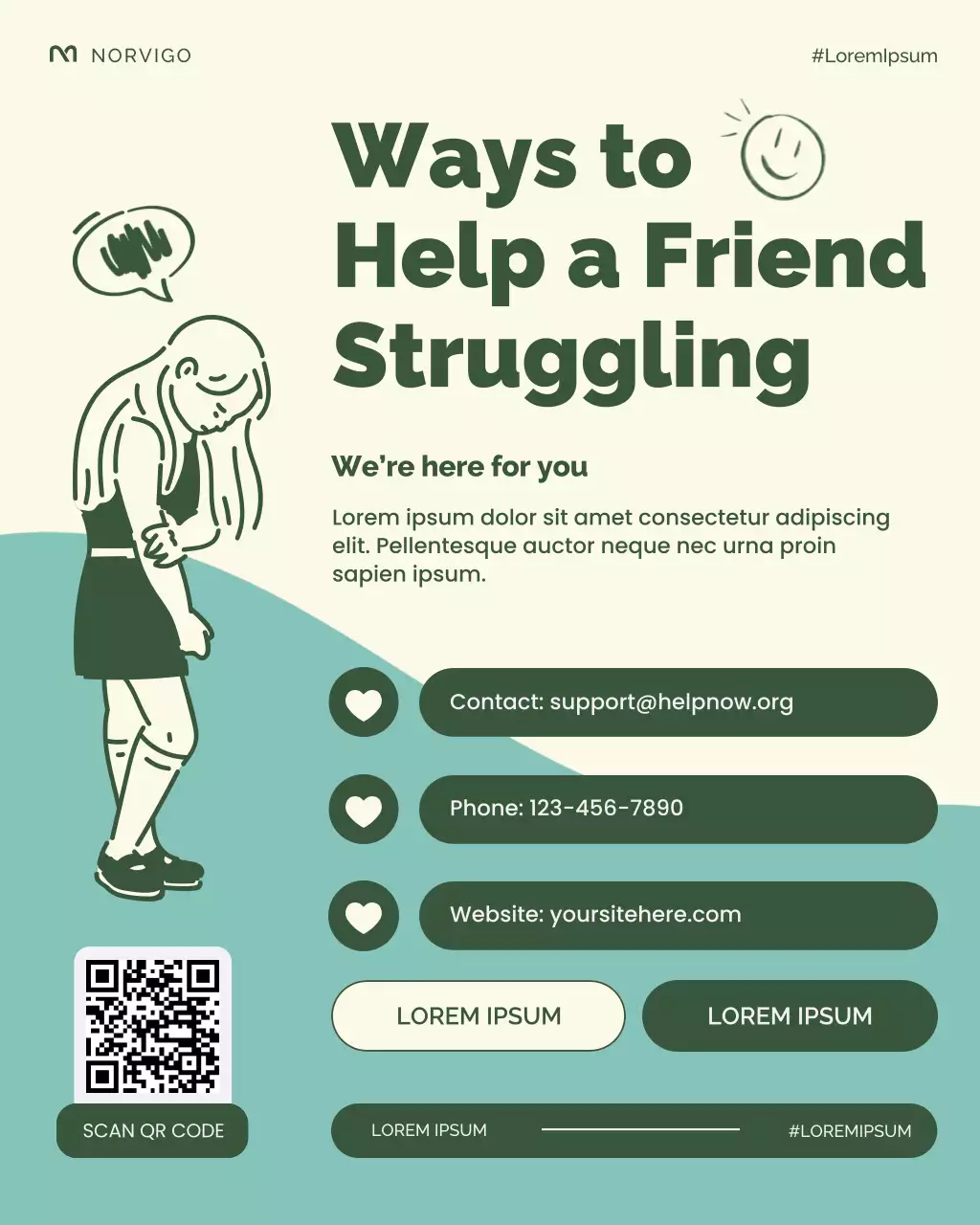 Green and Beige Illustrated Substance Abuse Awareness Instagram Post