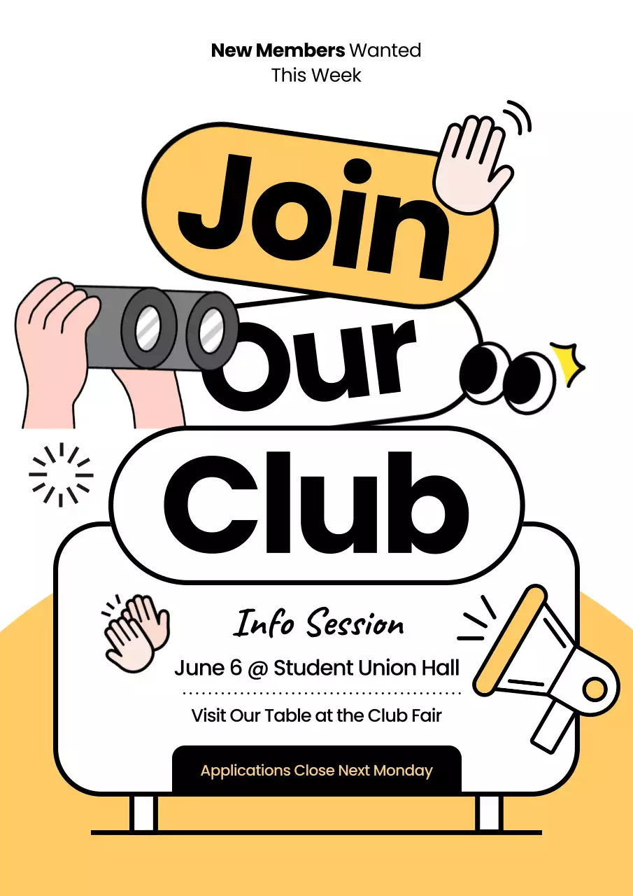 Yellow Modern Club Invitation Poster