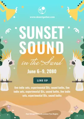 Teal Retro Music Event Announcement Poster