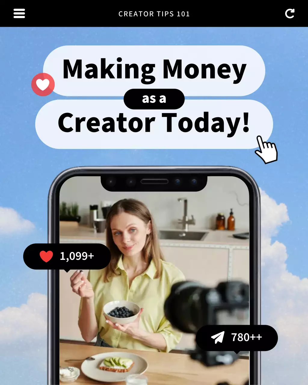 Blue and Black Modern UI UX Content Creation Tips Instagram Post