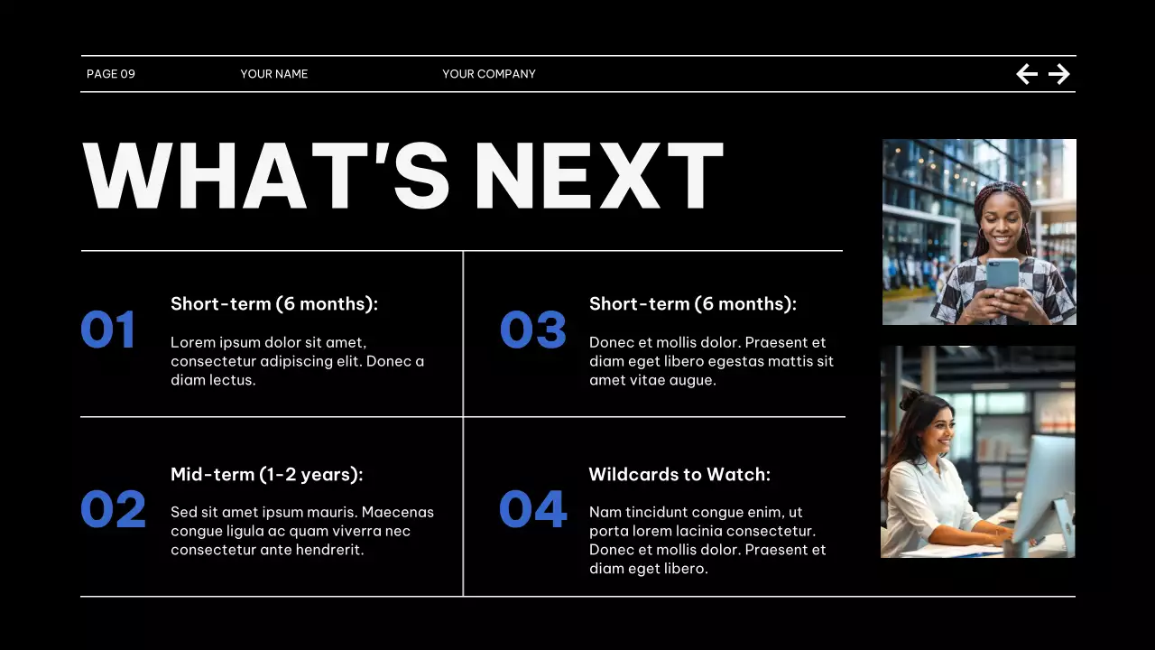 Black and Blue Market Trends Report Presentation