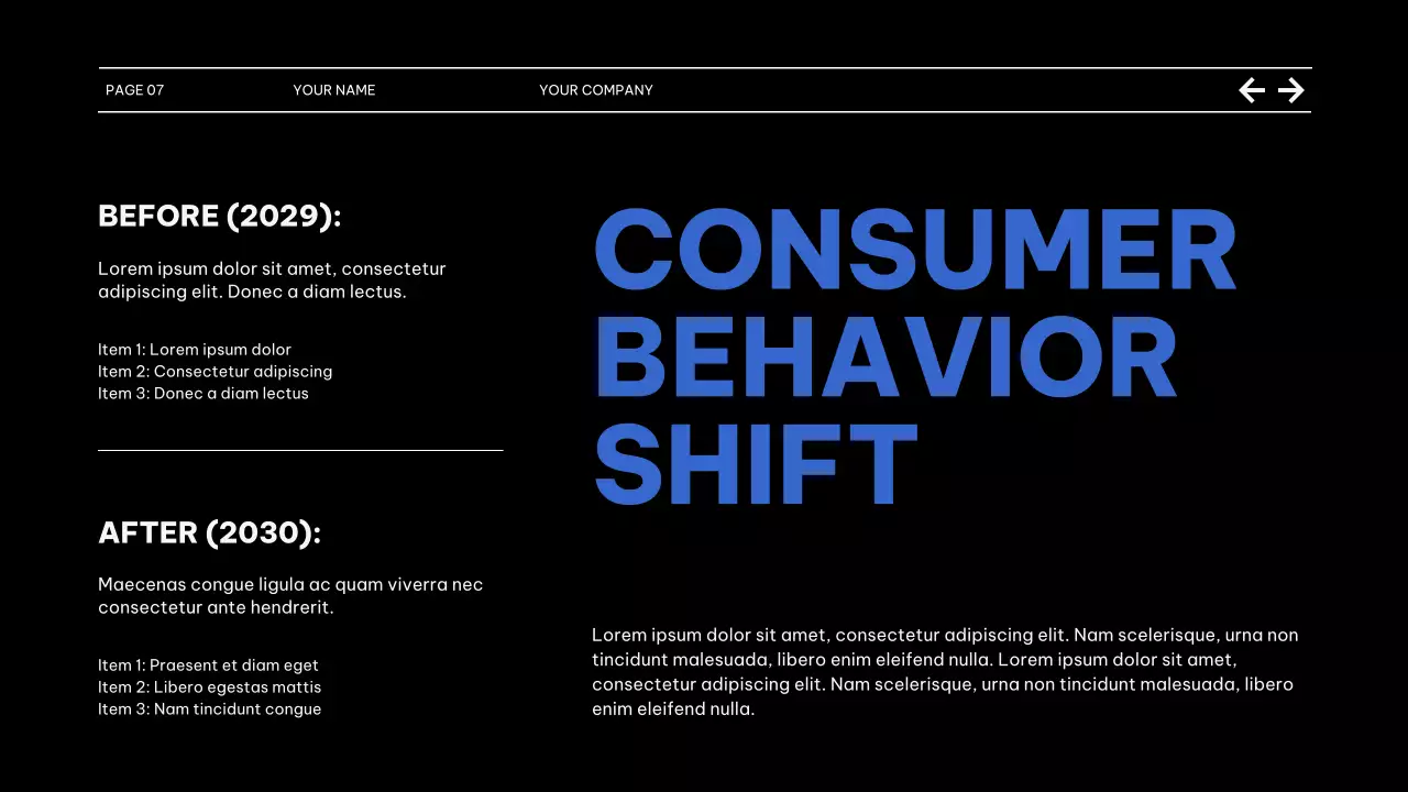 Black and Blue Market Trends Report Presentation