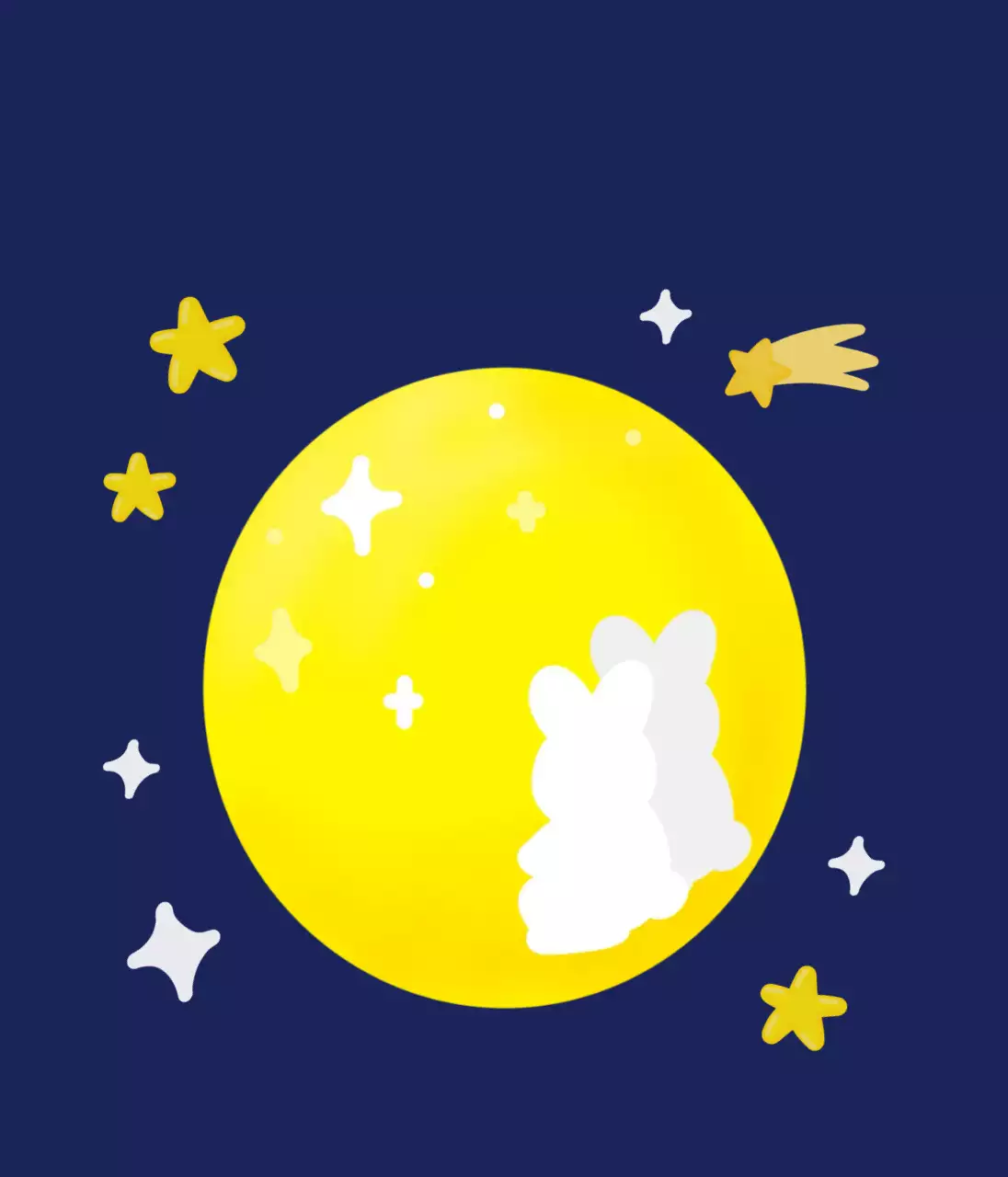 남색 동양 달 포토프레임