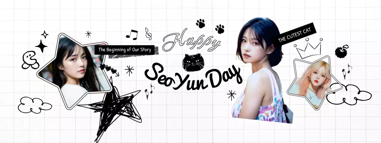 白黒 キュート 誕生日 ポスター アイドル誕生日カフェ