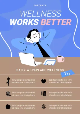 Blue and Gold Workplace Wellness Program Promotion Poster