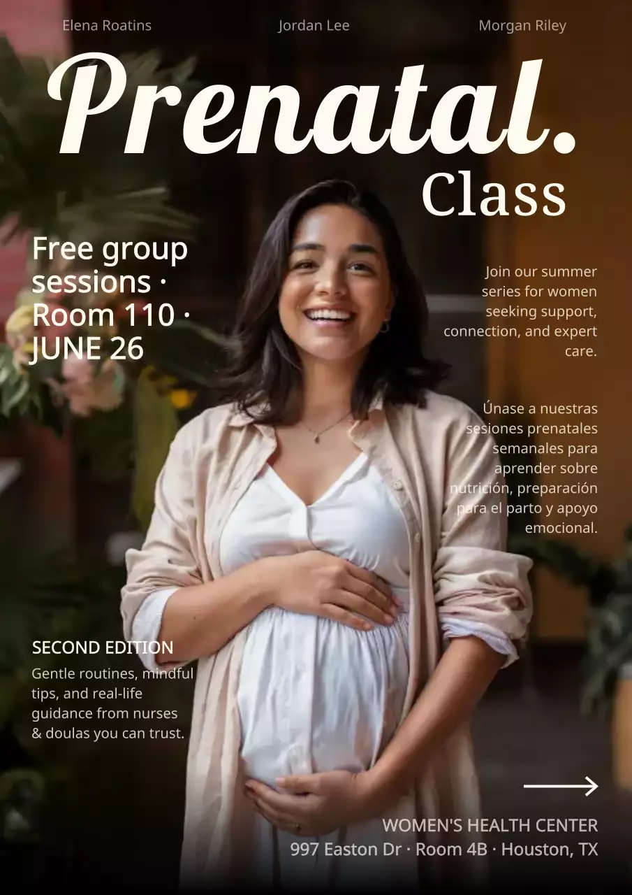 Beige Modern Prenatal Class Announcement Medical Hospital