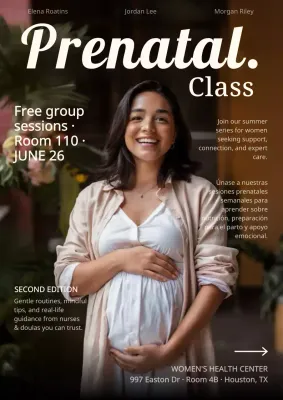Beige Modern Prenatal Class Announcement Medical Hospital