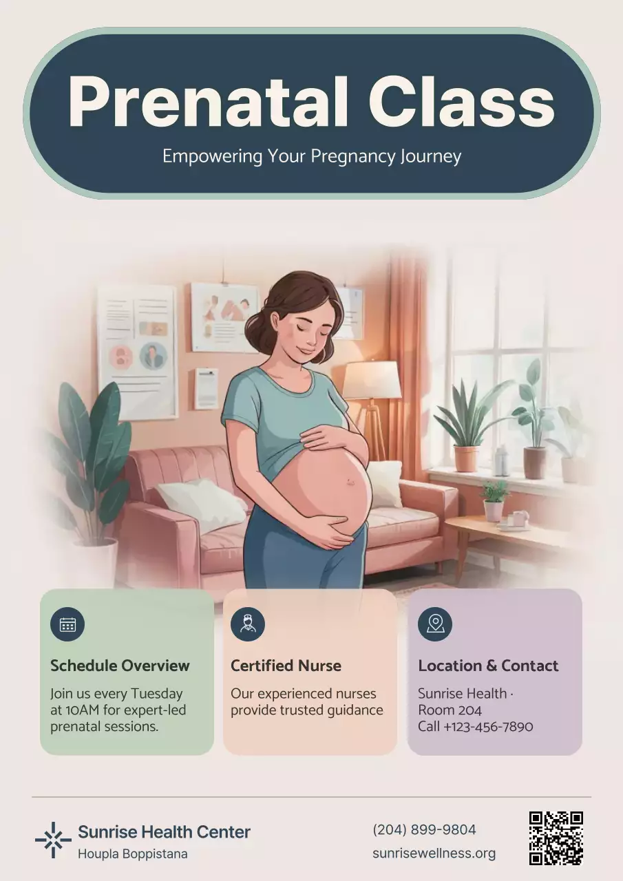 Beige Modern Prenatal Invitation Medical Hospital