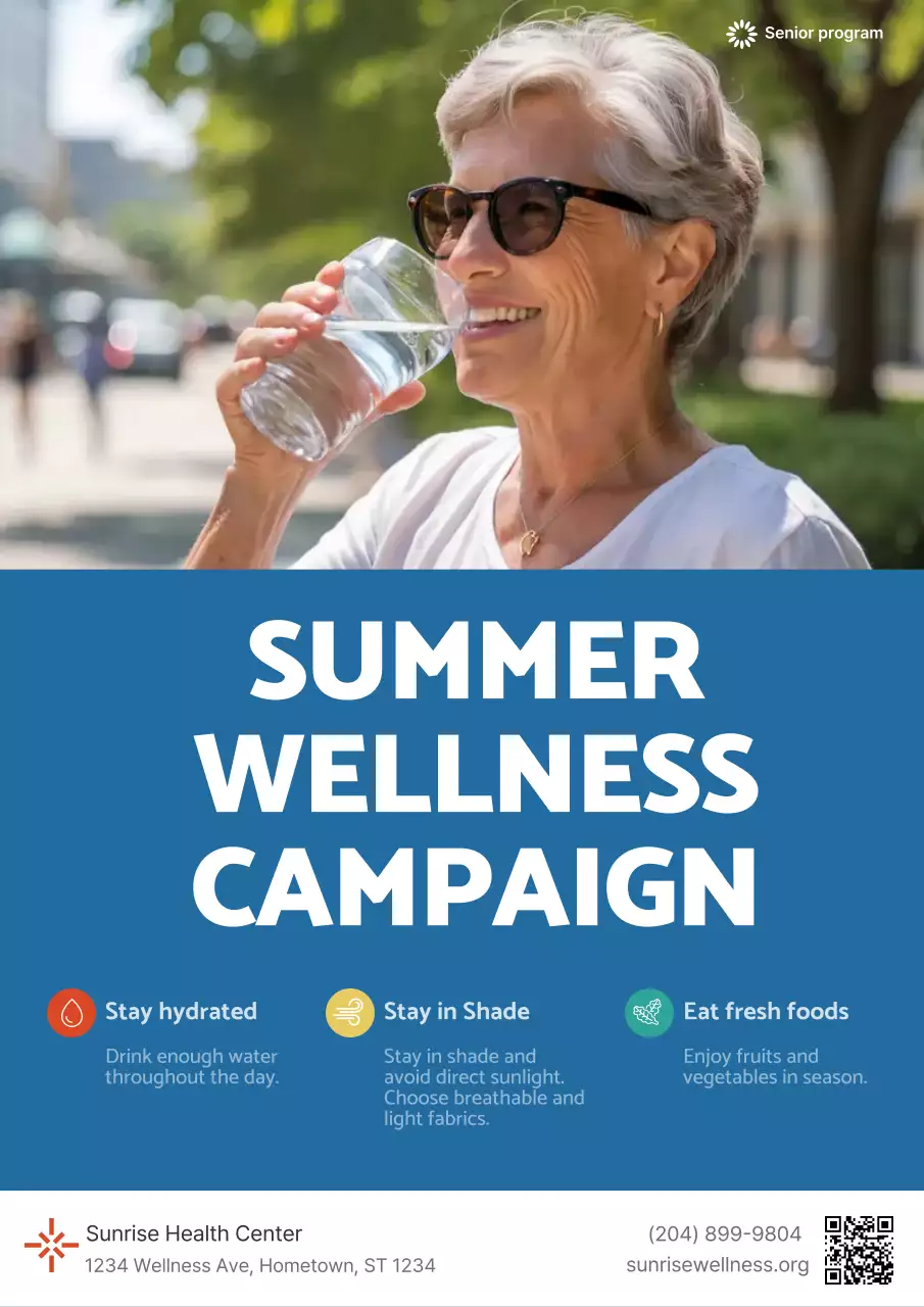Blue Modern Wellness Promotion Summer Senior Hospital Medical