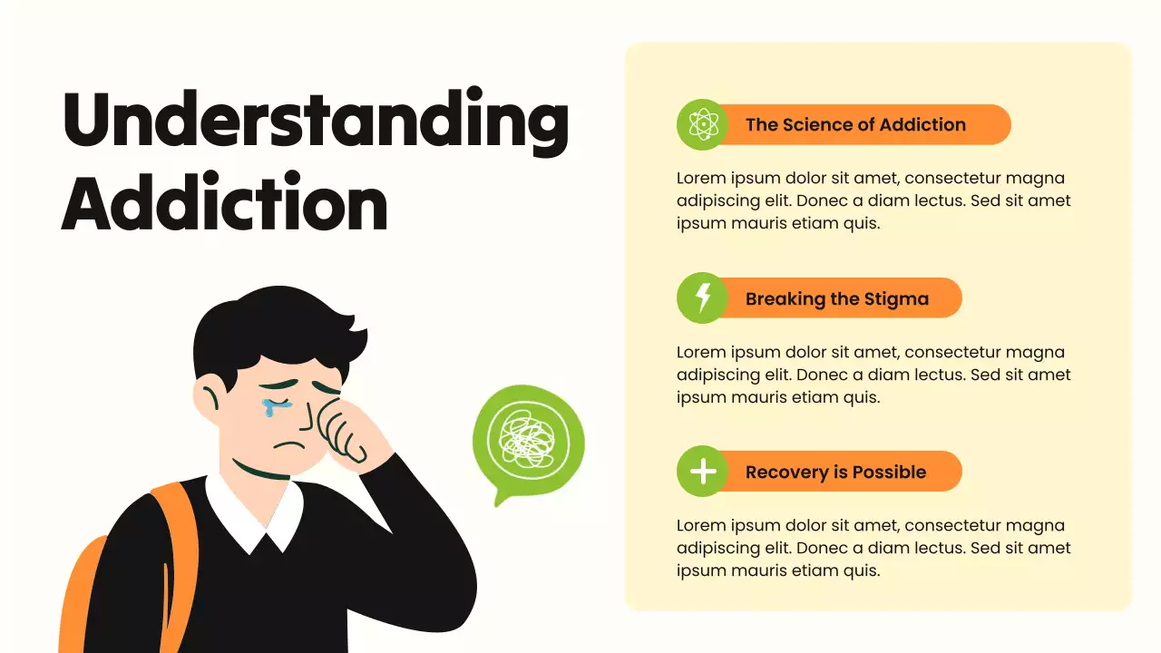 Green and Orange Bold Illustrative  Substance Abuse Presentation