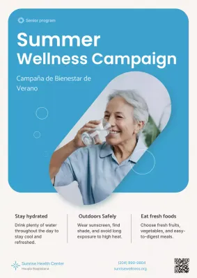 Blue Modern Wellness Announcement Summer Senior