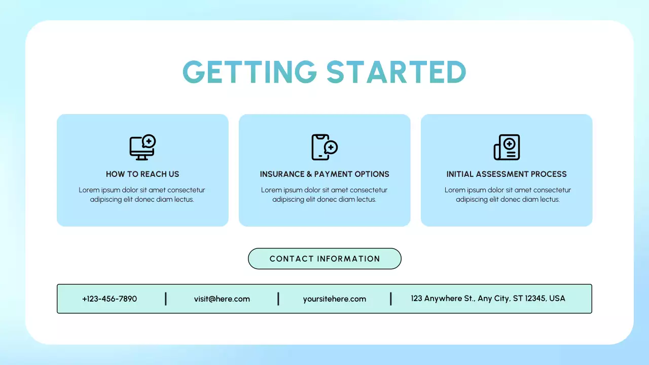 Apresentação sobre recuperação de abuso de substâncias limpas em azul e menta