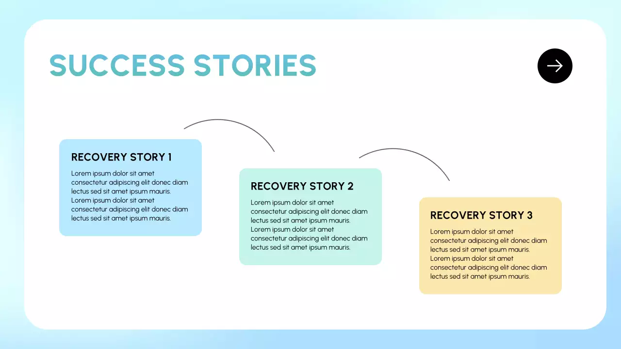 Apresentação sobre recuperação de abuso de substâncias limpas em azul e menta