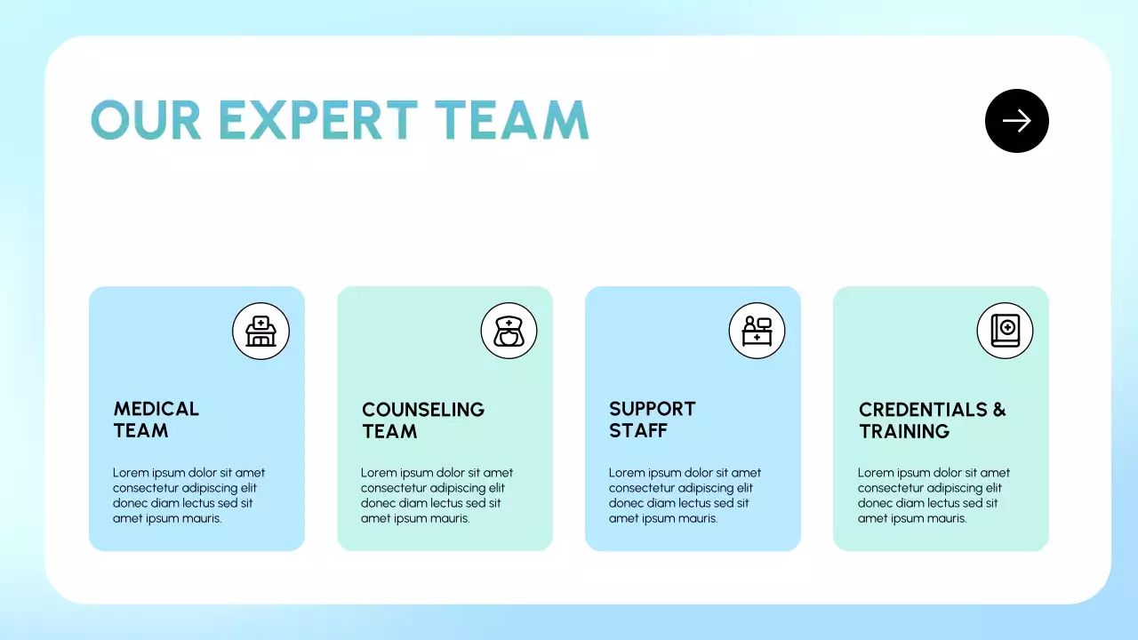 Apresentação sobre recuperação de abuso de substâncias limpas em azul e menta