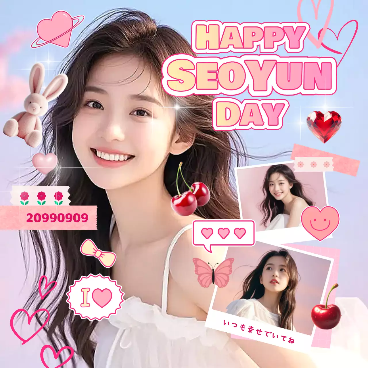 ピンク かわいい 誕生日 ポスター かわいいセンイル