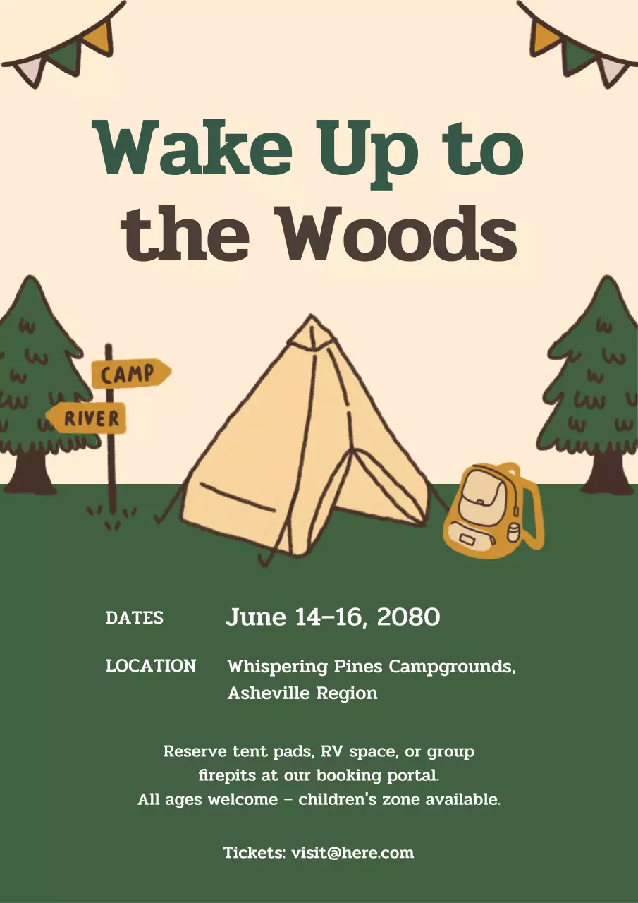 Green Rustic Camping Event Poster