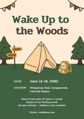 Green Rustic Camping Event Poster