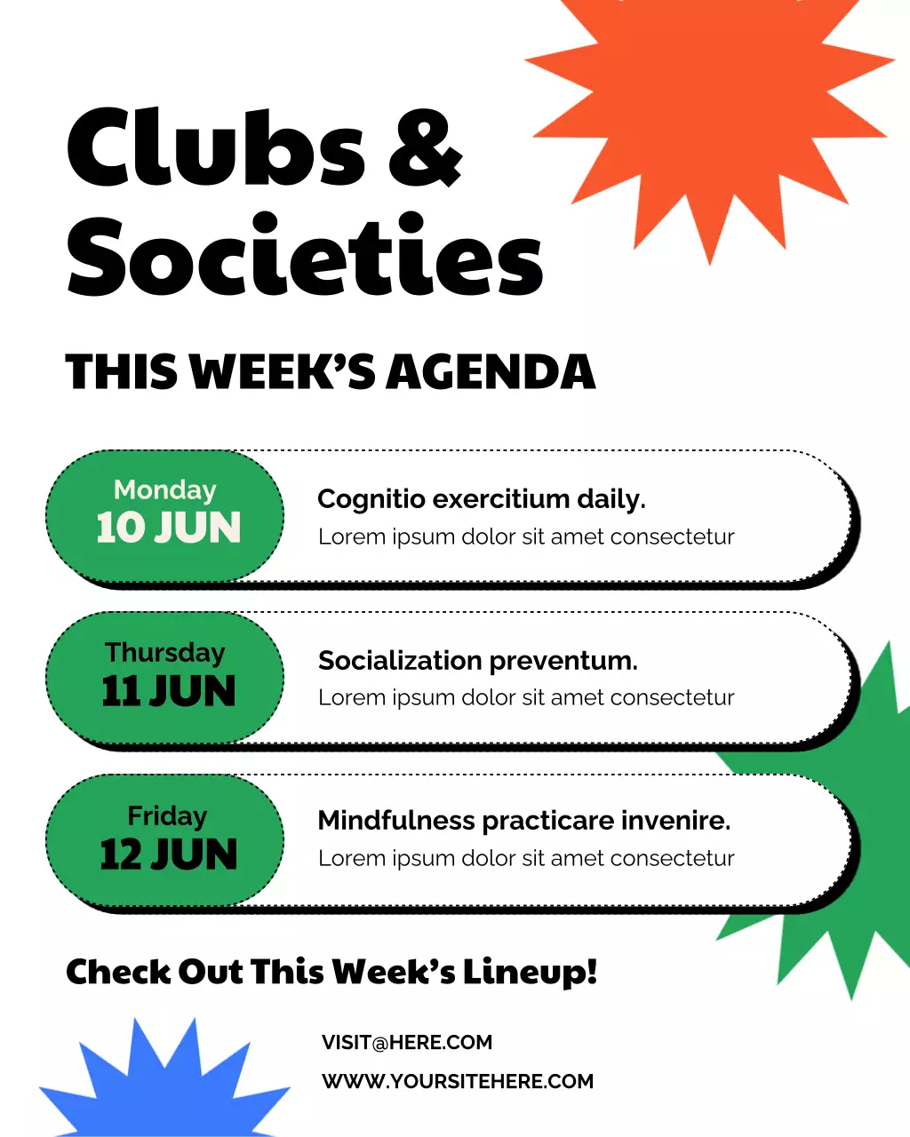 Colorful Modern Agenda Schedule Instagram Post