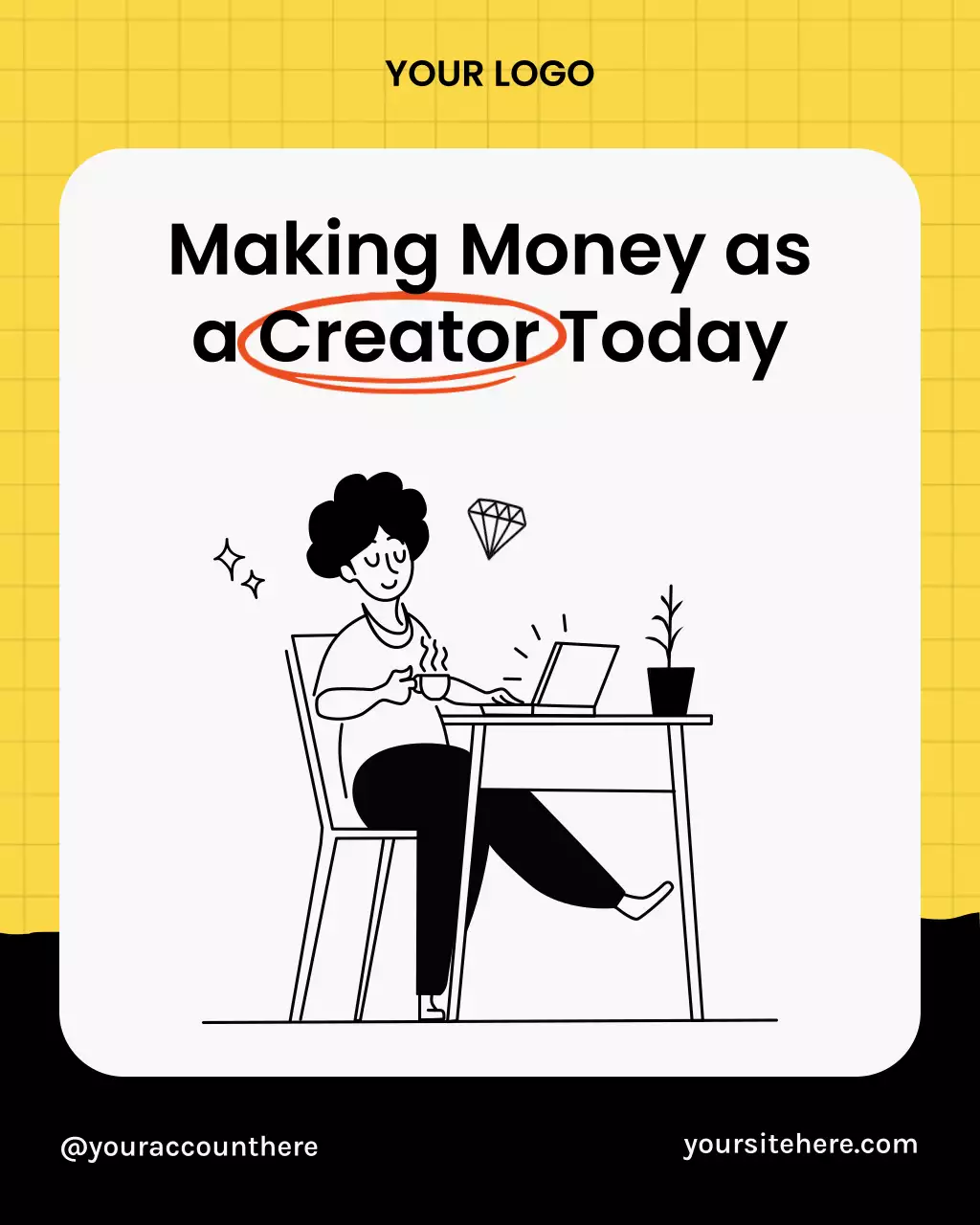 Yellow Minimal Creator Guide Social Media Instagram Post