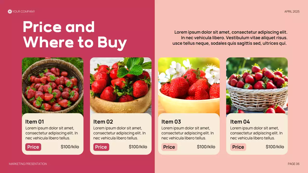 Red Modern Organic Strawberry Produce Presentation