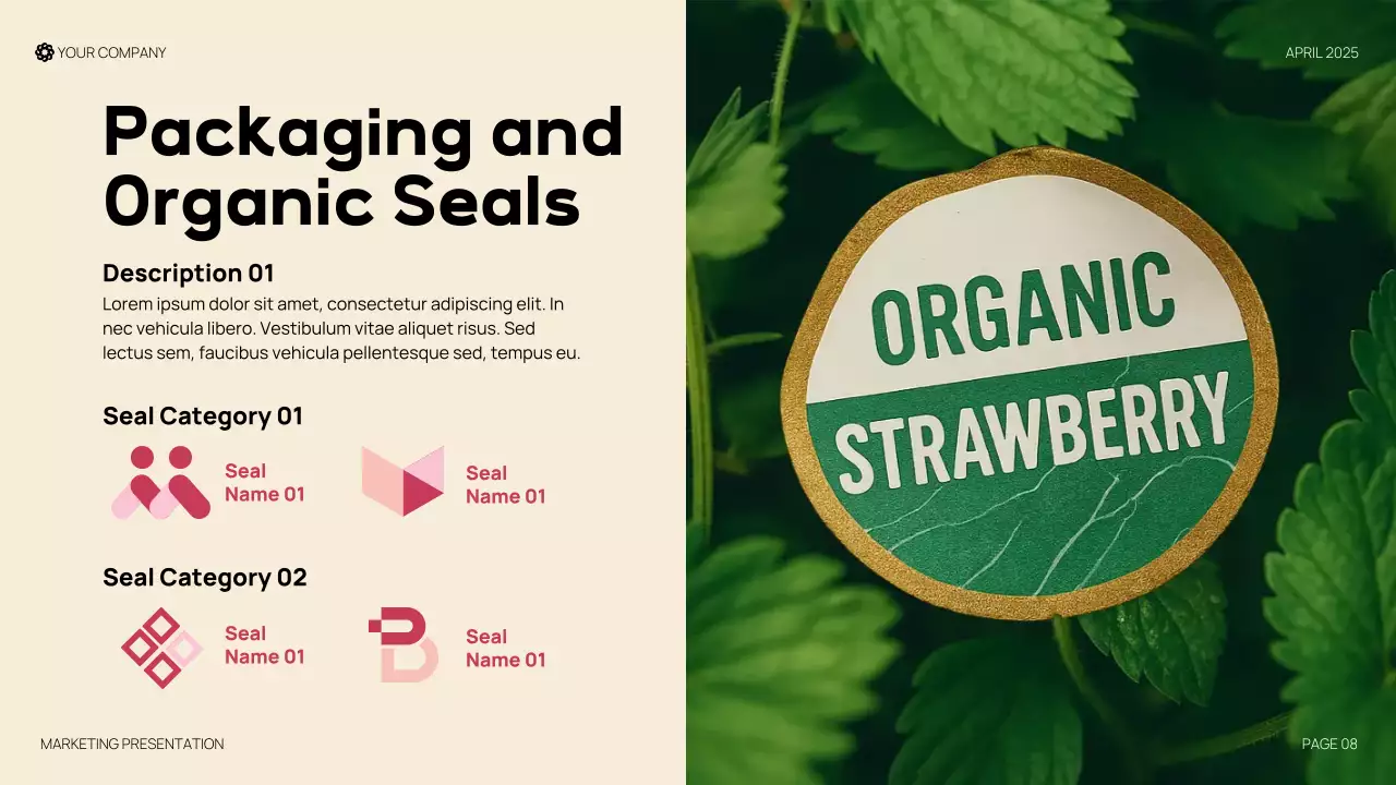 Red Modern Organic Strawberry Produce Presentation