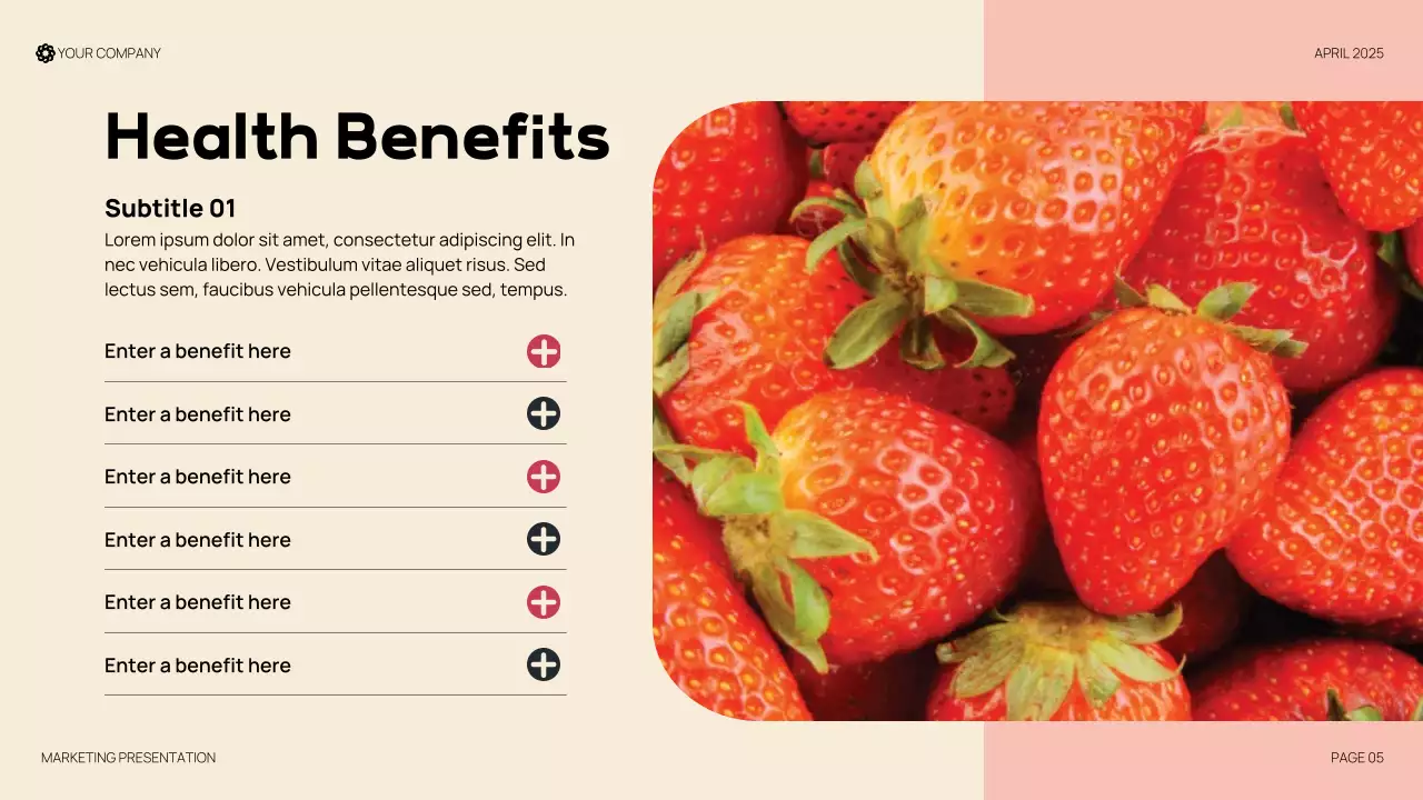 Red Modern Organic Strawberry Produce Presentation