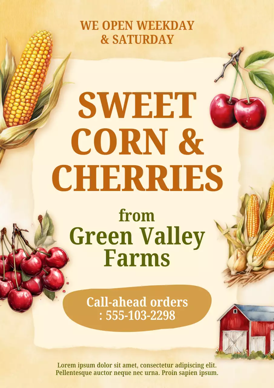 베이지색 소박한 농장 홍보 포스터